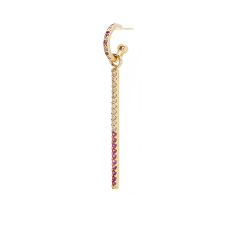 Mini Alternating Hoop with Pink Sapphire Pavé Charm