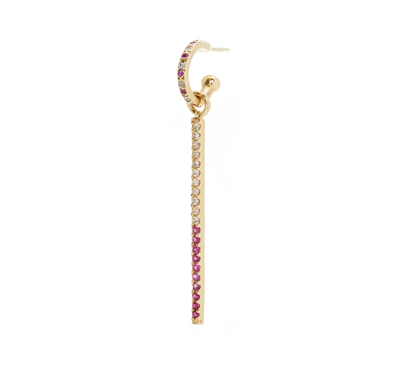 Mini Alternating Hoop with Pink Sapphire Pavé Charm