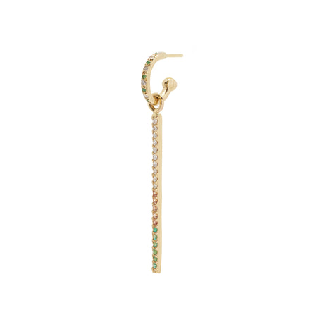 Mini Alternating Hoop with Emerald Pavé Charm
