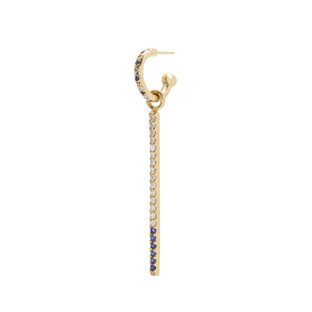 Mini Alternating Hoop with Blue Sapphire Pavé Charm