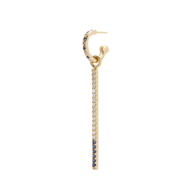 Mini Alternating Hoop with Blue Sapphire Pavé Charm
