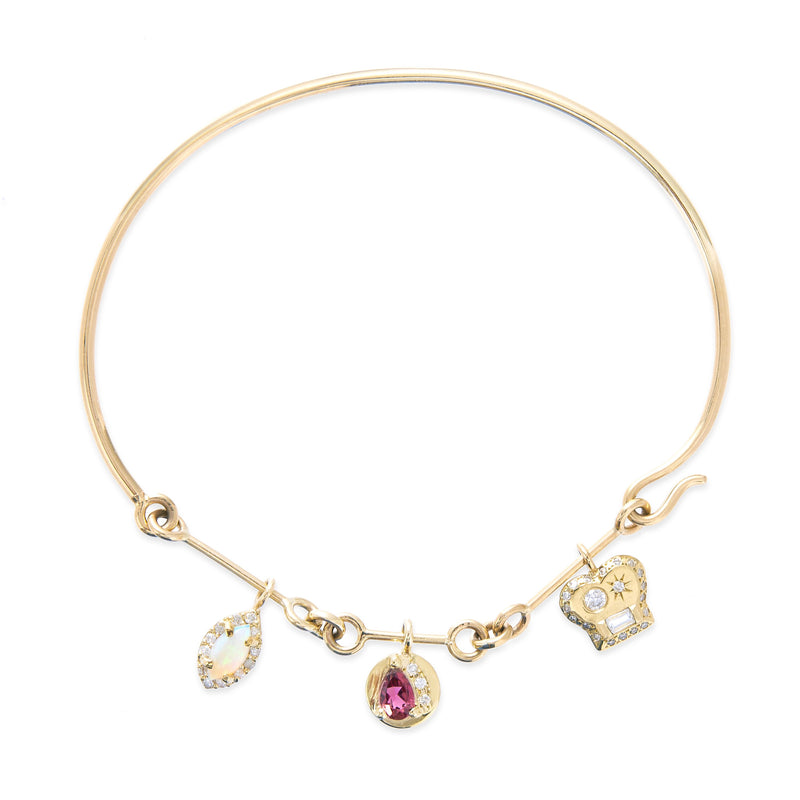 Diamond and Opal Charms Bangle