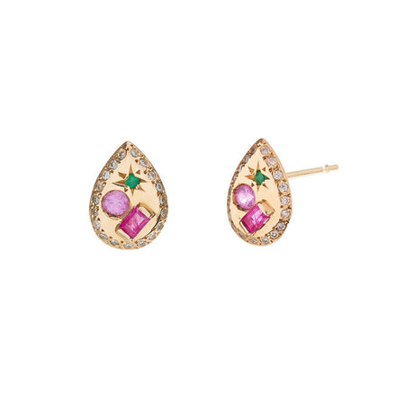Pear Studs with Ruby