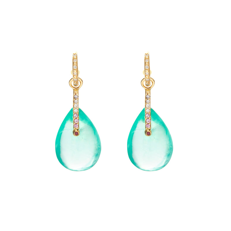 Fluorite Drops on Diamond Hoops