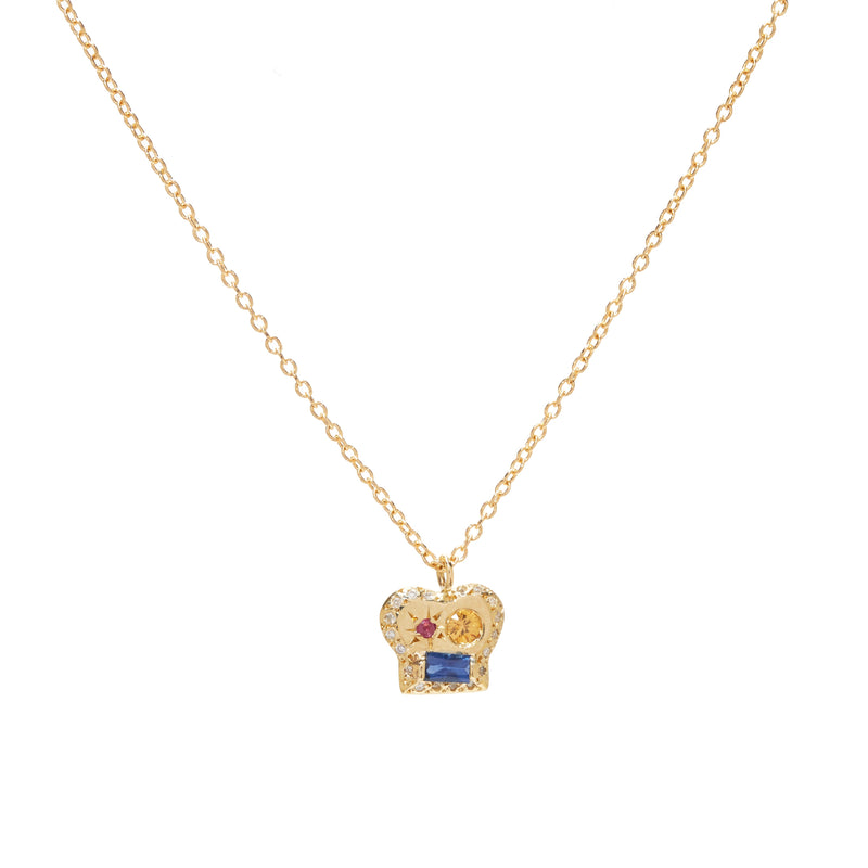 Brian Pendant Necklace with Sapphire and Mixed Stones