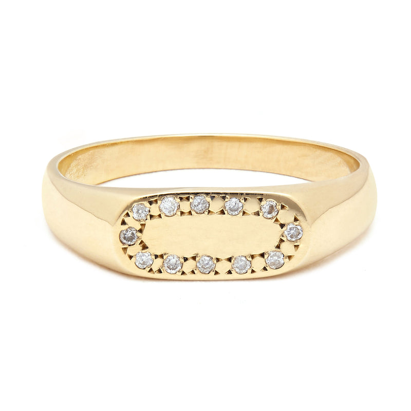 Tiny Signet with Diamonds