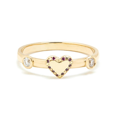 Diamond and Ruby Heart Ring