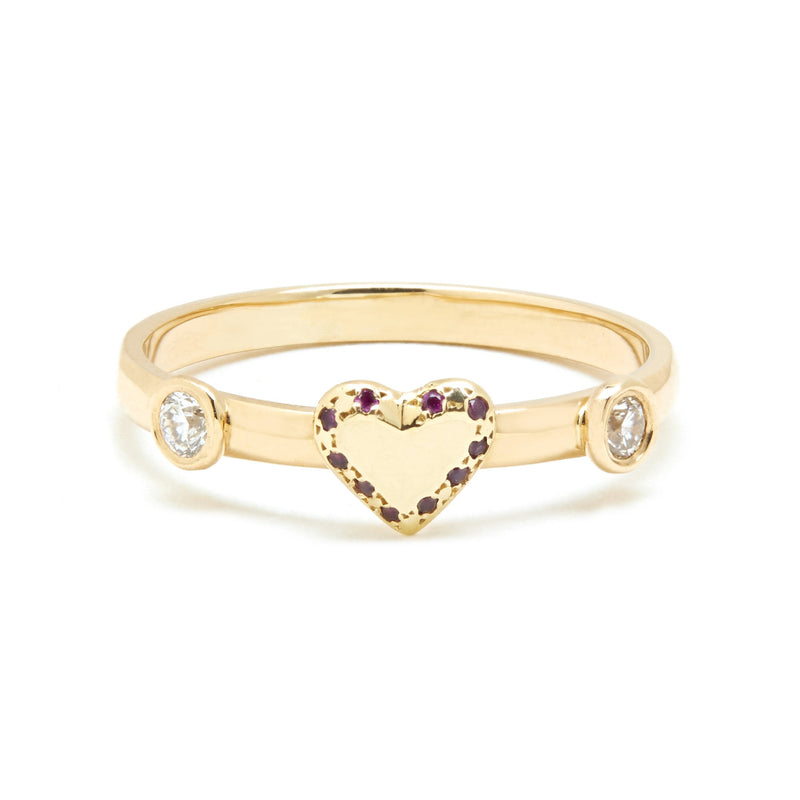 Diamond and Ruby Heart Ring