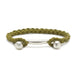 Silver Double Ball Bar with Rope Cuff in Olive