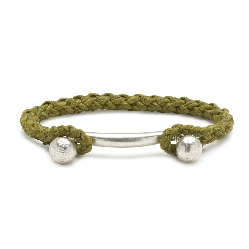 Double Ball Bar with Rope Cuff in Olive