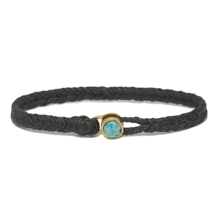 Scosha Fishtail Turquoise Button Bracelet in Brass and Black