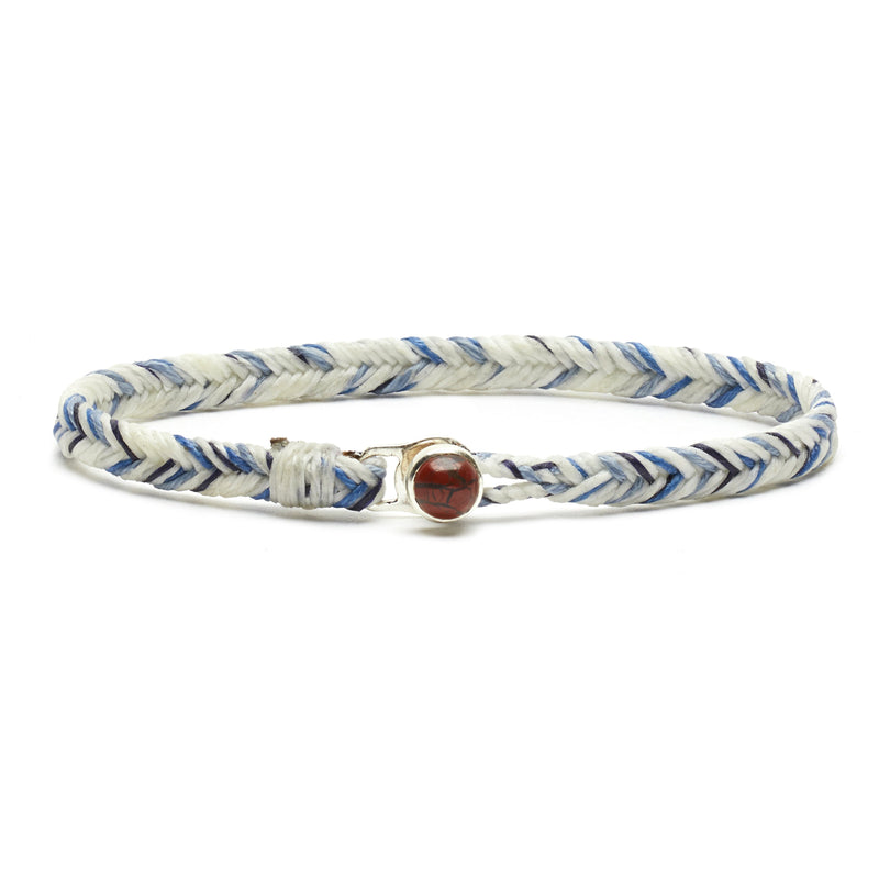 Classic Fishtail Jasper Button in Blue Linen Blend