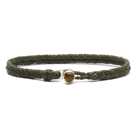 Classic Fishtail Tiger Eye Button in Army