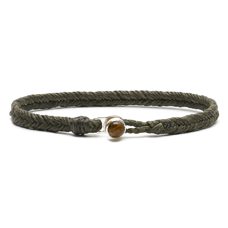 Classic Fishtail Tiger Eye Button in Army