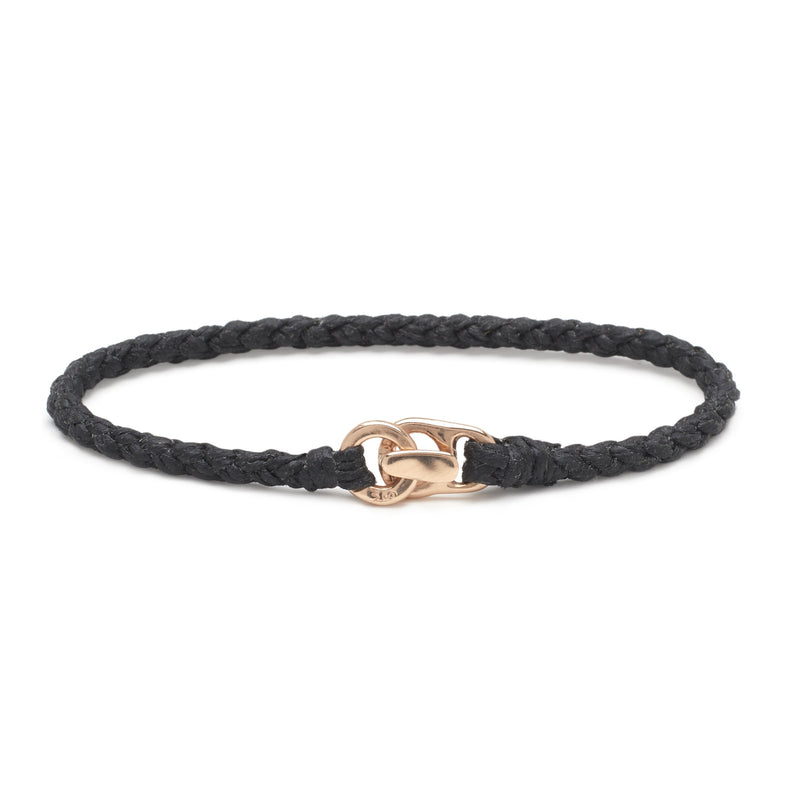 Single Wrap Bracelet in Rose Gold with Black