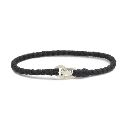 Single Wrap Bracelet in Silver and Black