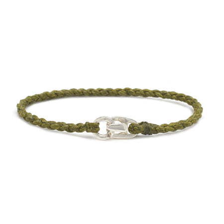 Single Wrap Bracelet in Silver and Olive