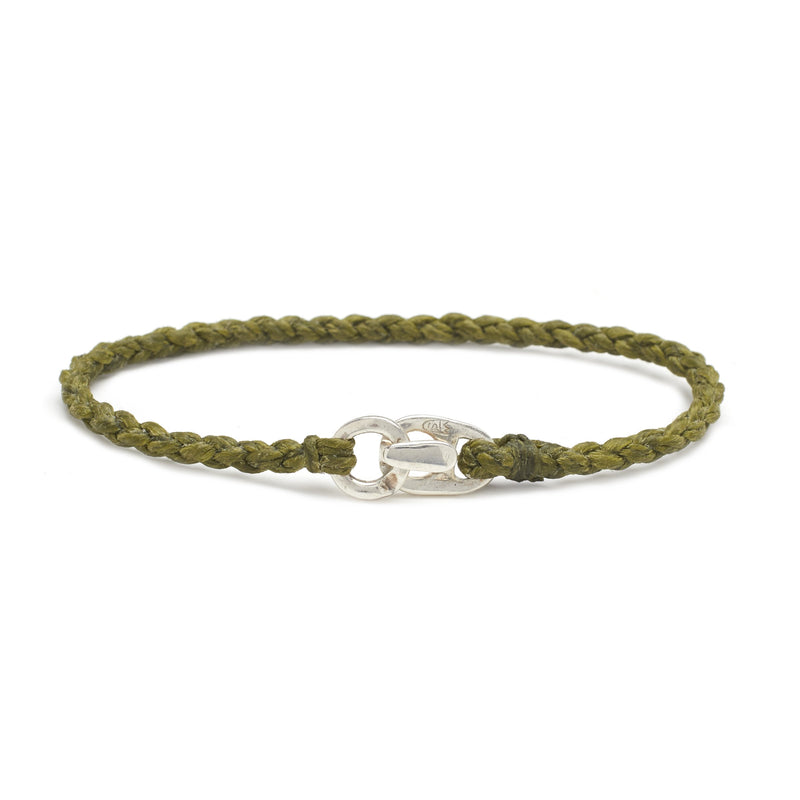 Single Wrap Bracelet in Silver and Olive