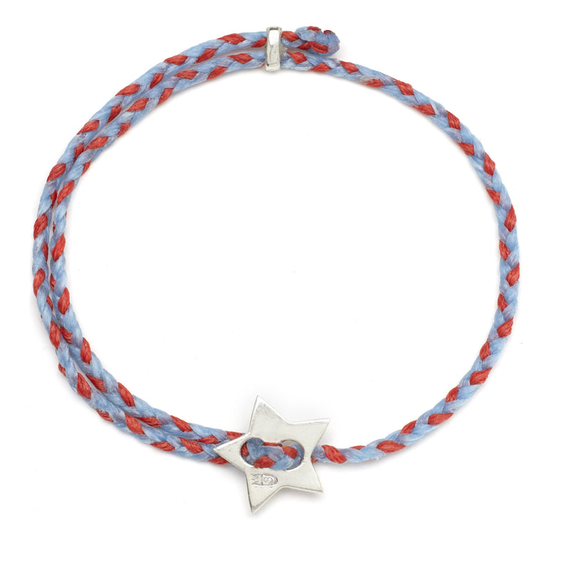 Adjustable Star Signature Bracelet in Sky and Scarlet