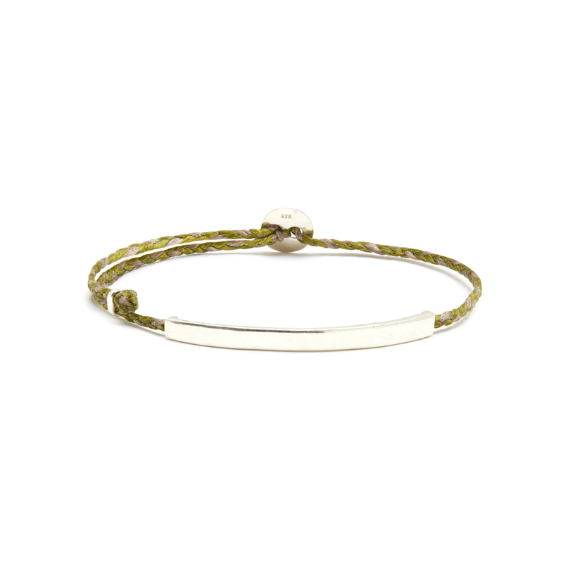 Adjustable Signature Bracelet with ID Bar in Olive/Light Pink Blend