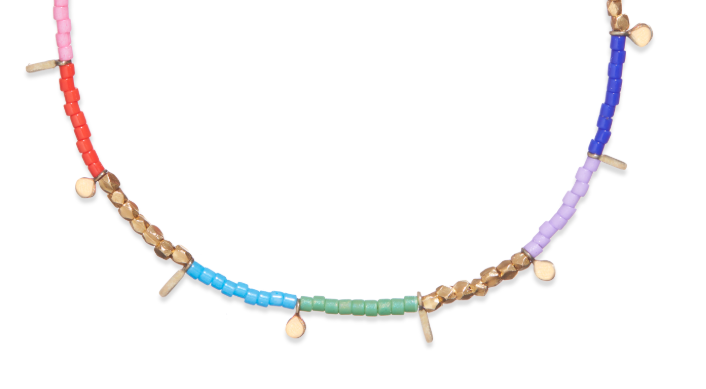 Rainbow Tinsel beaded necklace