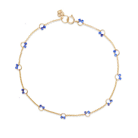 Beaded Cha-Cha Anklet in Indigo