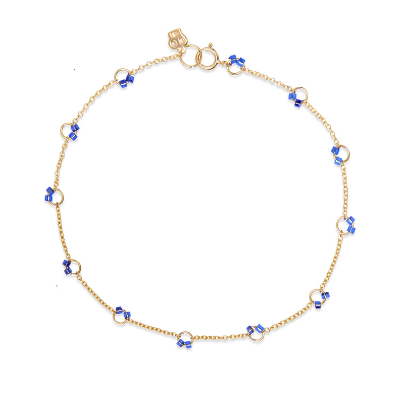 Beaded Cha-Cha Bracelet in Indigo
