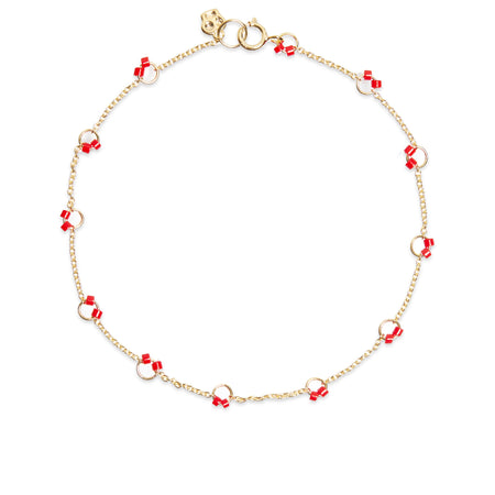 Beaded Cha-Cha Anklet  in Red