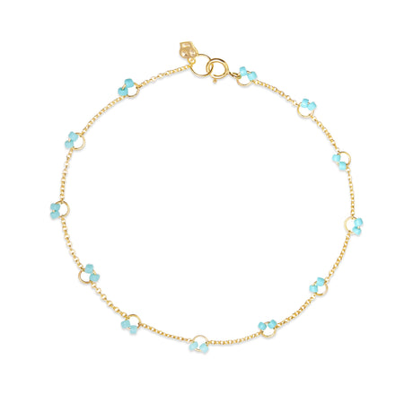 Beaded Cha-Cha Anklet in Turquoise