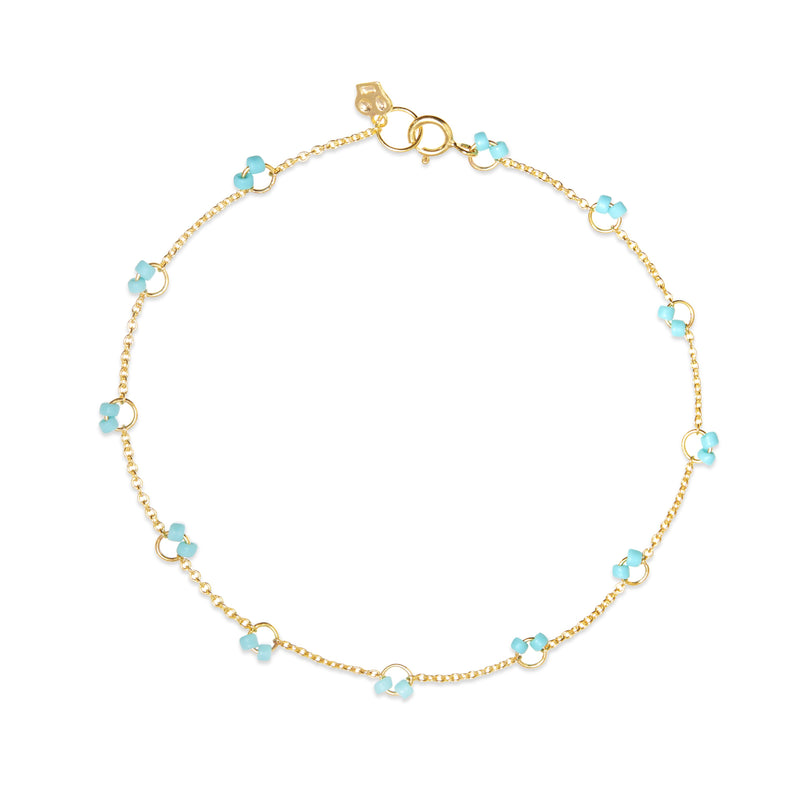 Beaded Cha-Cha Anklet in Turquoise