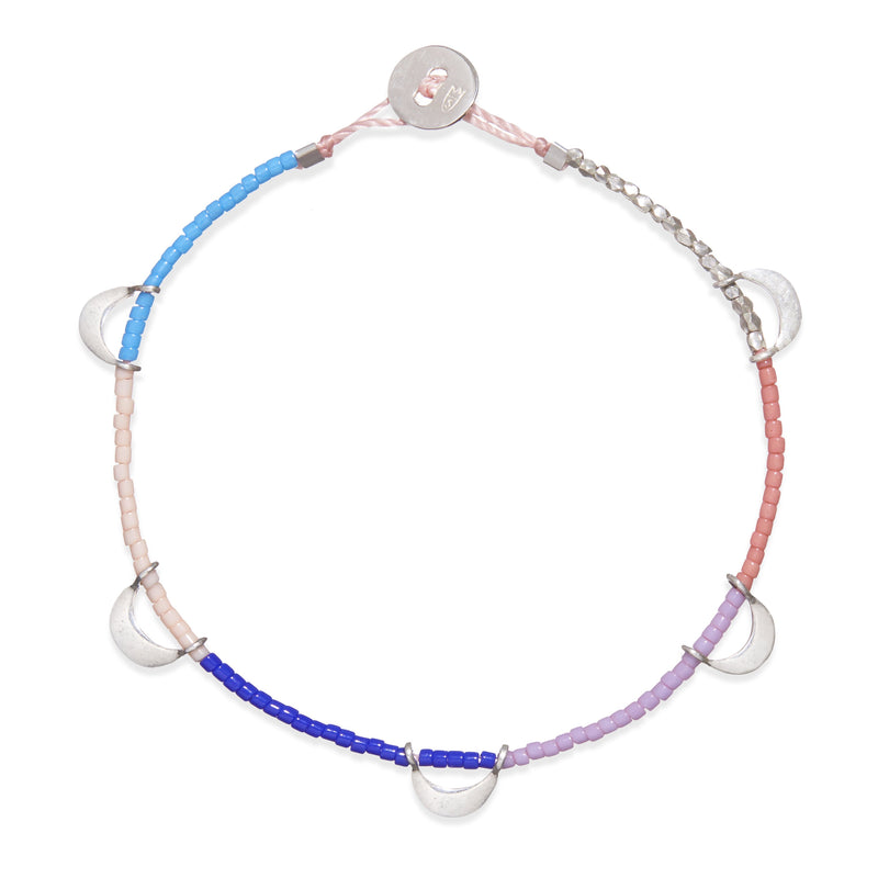 Silver Luna Caravan Beaded Bracelet in Rainbow