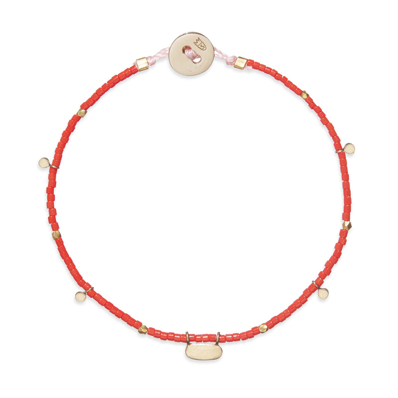 Gold Fairy Charms Beaded Bracelet in Red