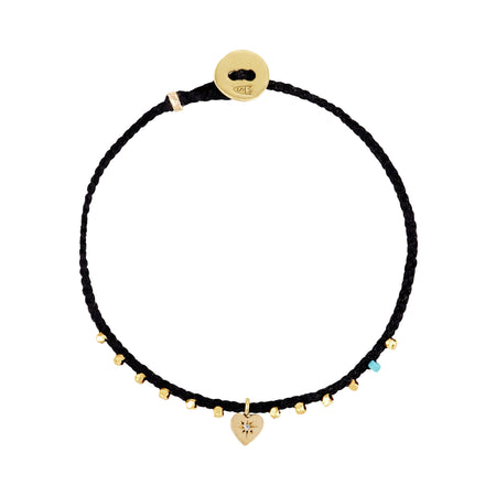 Easygoing Diamond Heart Charm Bracelet in Black