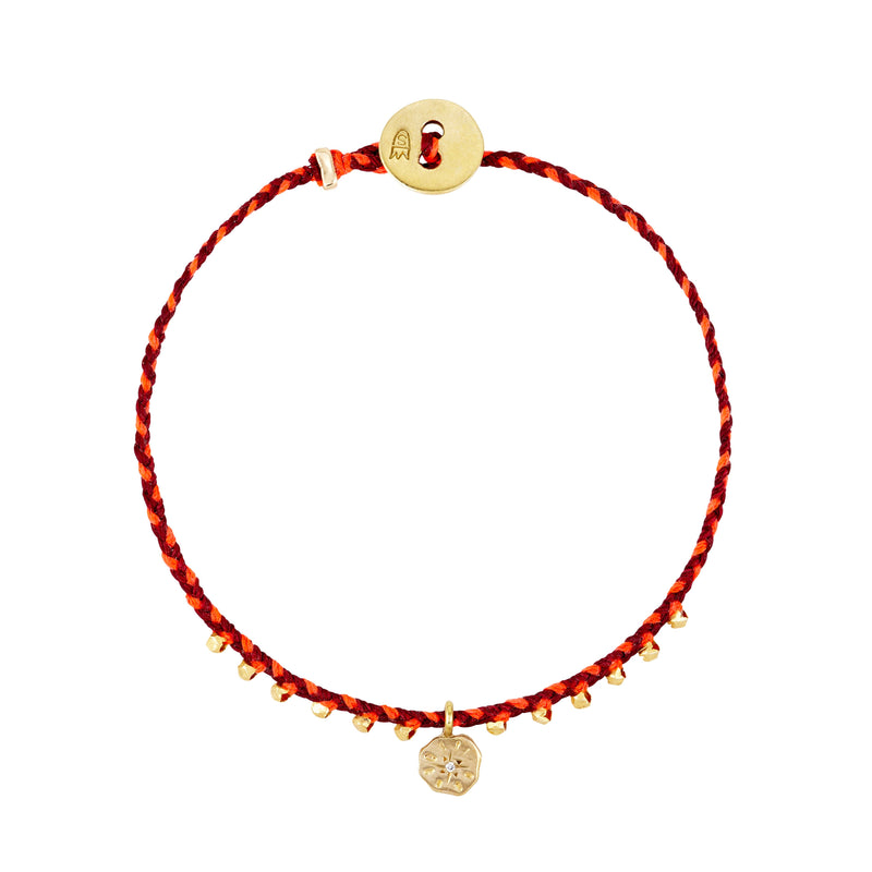 Easygoing Diamond Sun Charm Bracelet in Red and Neon Pink