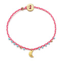 Easygoing Diamond Moon Charm Bracelet in Fuchsia and White