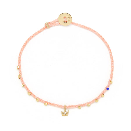 Easygoing Diamond Crown Charm Bracelet in Coral