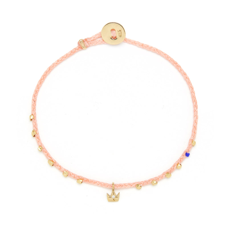 Easygoing Diamond Crown Charm Bracelet in Coral