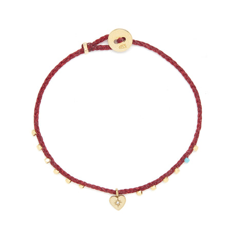Easygoing Diamond Heart Charm Bracelet in Red