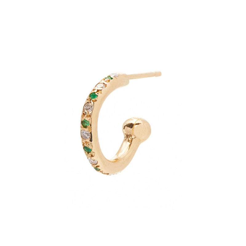 A Mini Alternating Hoop with Emeralds