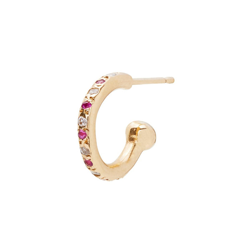 A Mini Alternating Hoop with Rubies
