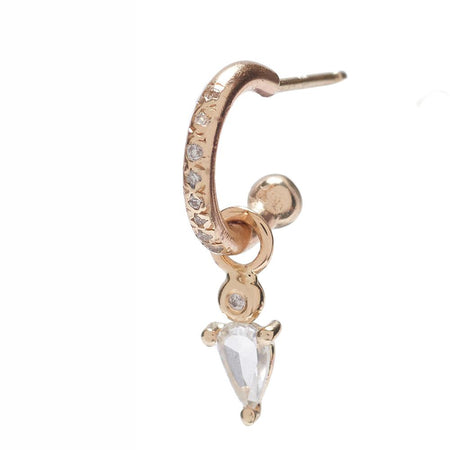 Diamond Hoop with White sapphire Droplet