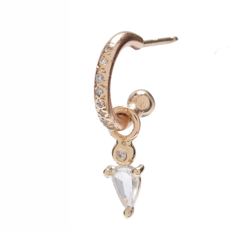 Diamond Hoop with White sapphire Droplet