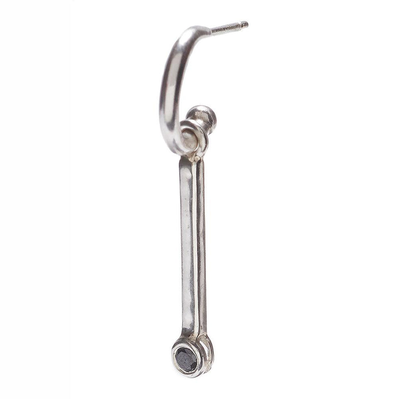 Hoop with Short Bar Bezel Drop in Silver