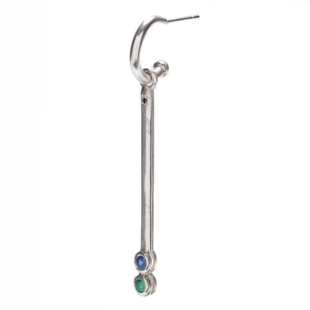 Hoop with Long Bar Bezel Drop in Silver