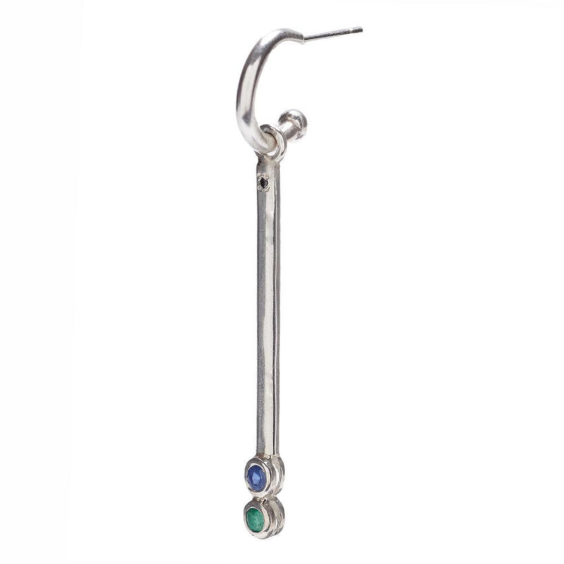 Hoop with Long Bar Bezel Drop in Silver
