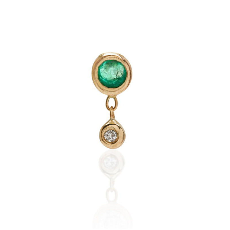 Tiny Bezel Stud with Emerald