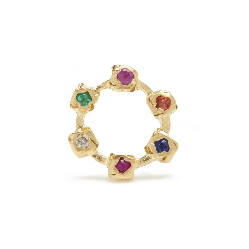 Hugging Wheel Studs in Gold with Mixed Stones