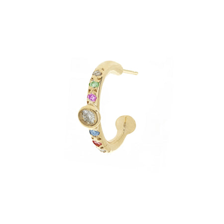 Diamond Dot Hoops with Mixed Stones