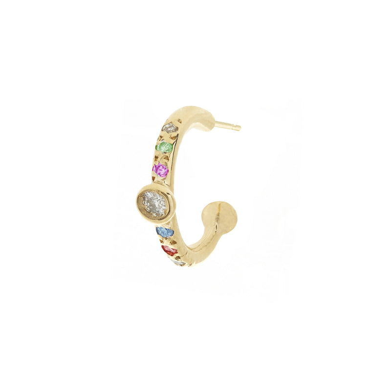 Diamond Dot Hoops with Mixed Stones