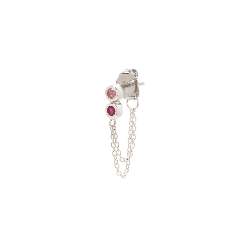 Infinity Chain Drops in Silver with Ruby and Pink Sapphire